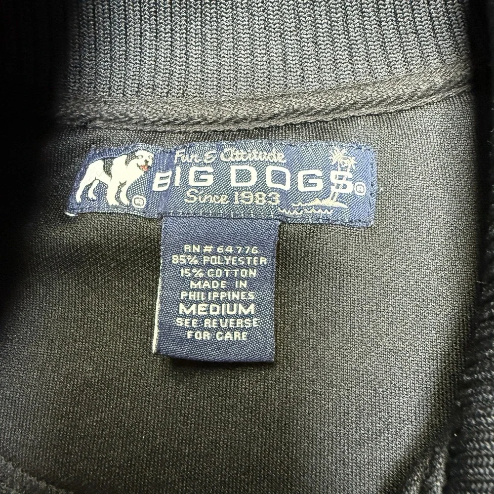 Big Dogs Jacket‎ Mens Medium Track Jacket Varsity Y2K Bomber Fleece Lined Black